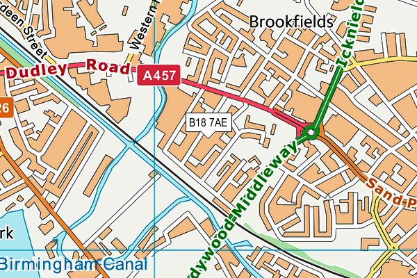 B18 7AE map - OS VectorMap District (Ordnance Survey)