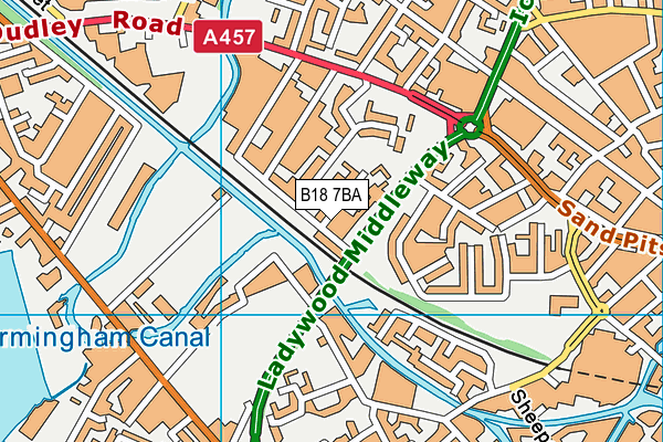 B18 7BA map - OS VectorMap District (Ordnance Survey)