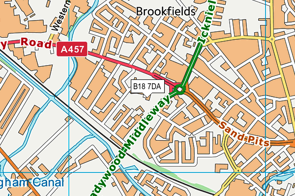 B18 7DA map - OS VectorMap District (Ordnance Survey)