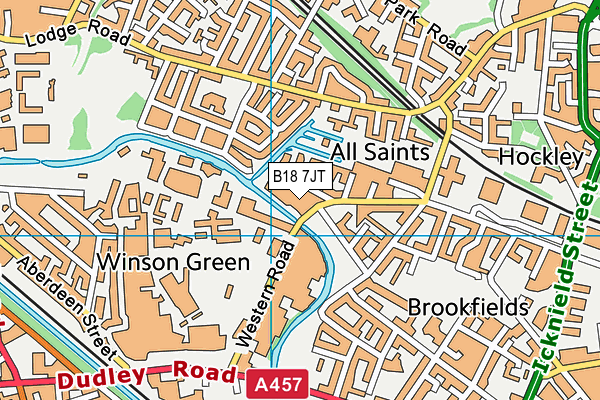 B18 7JT map - OS VectorMap District (Ordnance Survey)