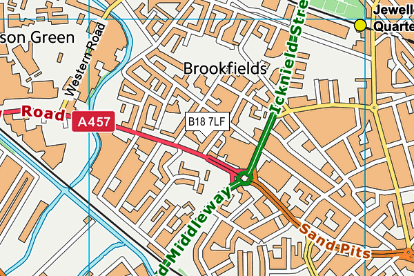 B18 7LF map - OS VectorMap District (Ordnance Survey)