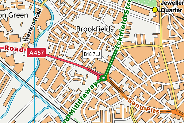 B18 7LJ map - OS VectorMap District (Ordnance Survey)