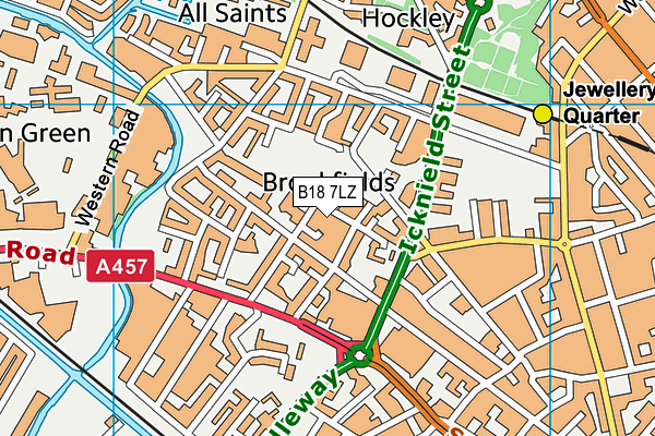 B18 7LZ map - OS VectorMap District (Ordnance Survey)