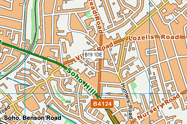 B19 1DE map - OS VectorMap District (Ordnance Survey)