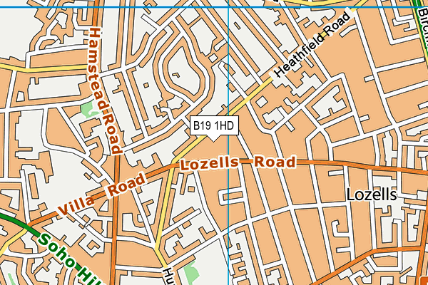 B19 1HD map - OS VectorMap District (Ordnance Survey)