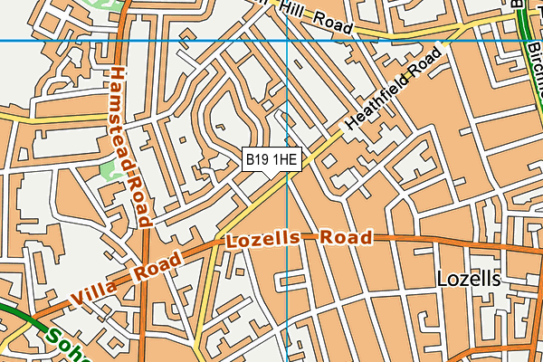 B19 1HE map - OS VectorMap District (Ordnance Survey)