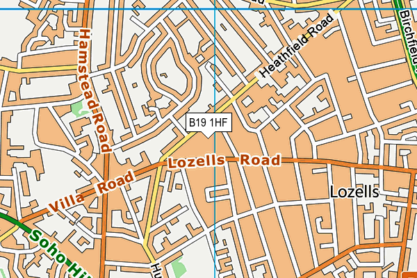 B19 1HF map - OS VectorMap District (Ordnance Survey)