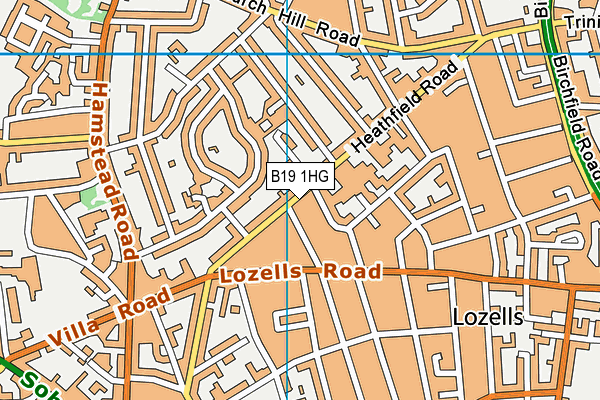 B19 1HG map - OS VectorMap District (Ordnance Survey)