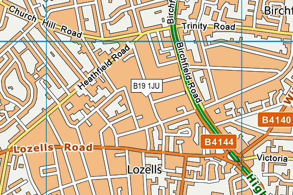 B19 1JU map - OS VectorMap District (Ordnance Survey)