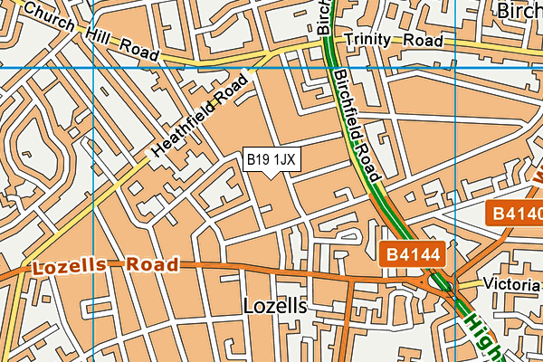 B19 1JX map - OS VectorMap District (Ordnance Survey)