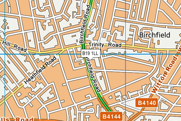 B19 1LL map - OS VectorMap District (Ordnance Survey)