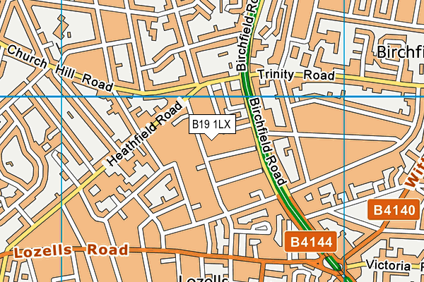 B19 1LX map - OS VectorMap District (Ordnance Survey)