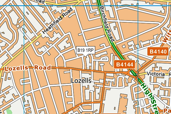 B19 1RP map - OS VectorMap District (Ordnance Survey)