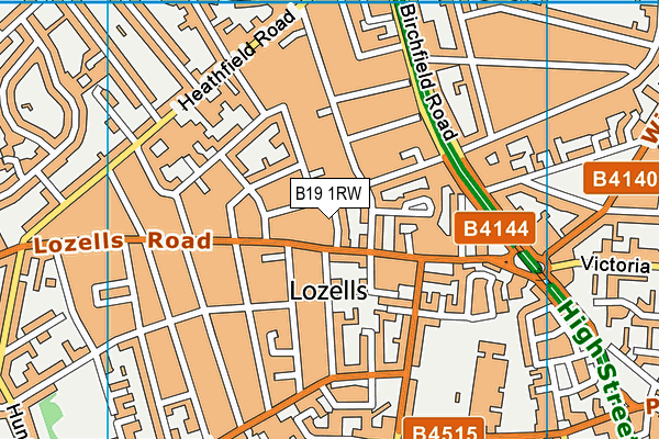 B19 1RW map - OS VectorMap District (Ordnance Survey)