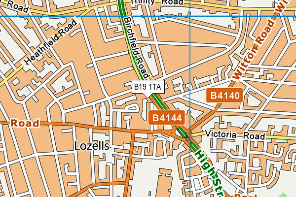 B19 1TA map - OS VectorMap District (Ordnance Survey)