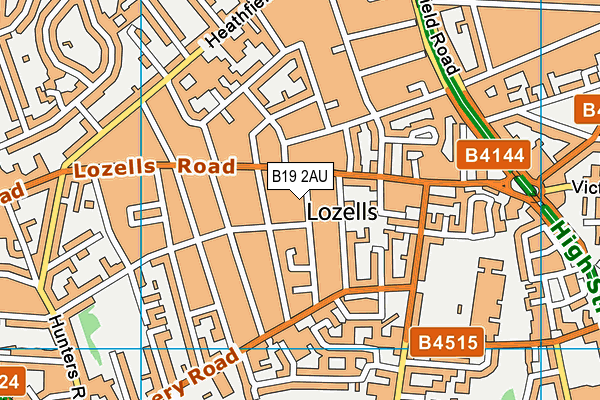 B19 2AU map - OS VectorMap District (Ordnance Survey)