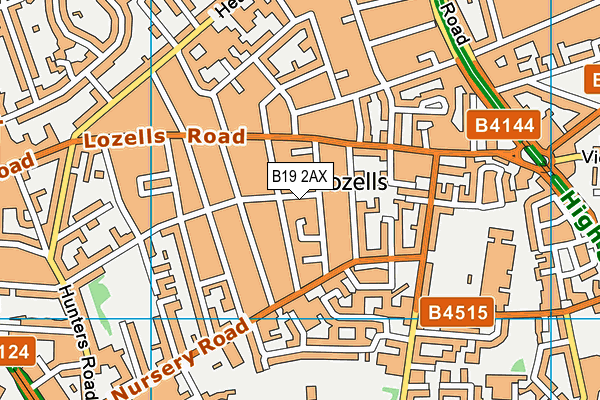 B19 2AX map - OS VectorMap District (Ordnance Survey)