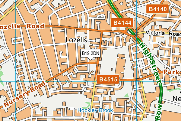 B19 2DN map - OS VectorMap District (Ordnance Survey)