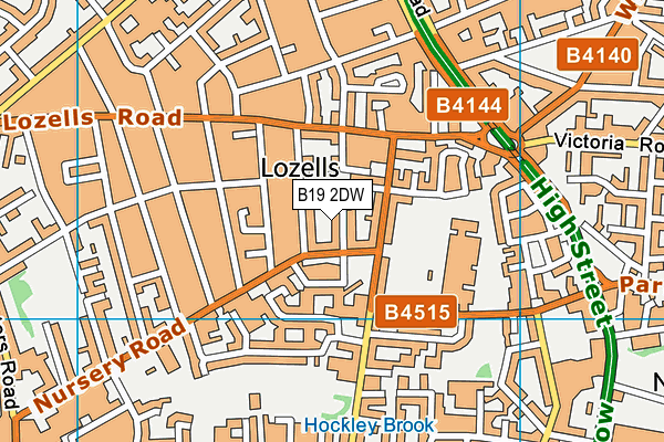 B19 2DW map - OS VectorMap District (Ordnance Survey)