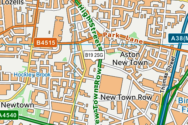 B19 2SG map - OS VectorMap District (Ordnance Survey)