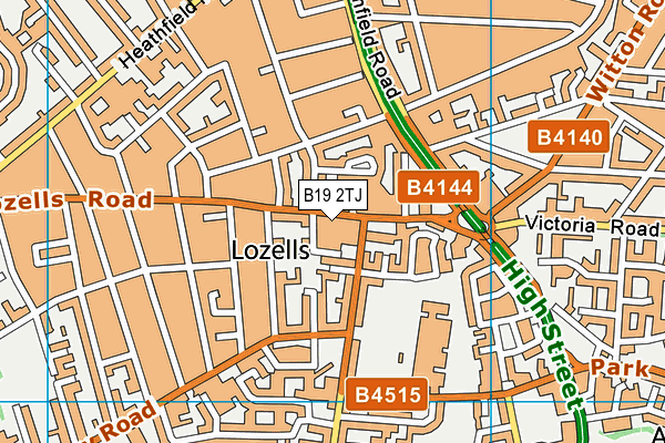 B19 2TJ map - OS VectorMap District (Ordnance Survey)