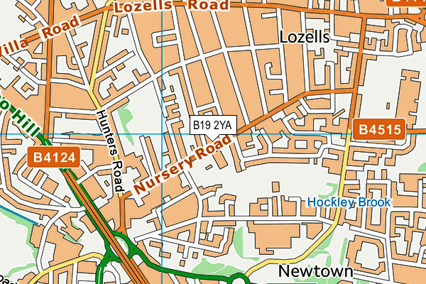 B19 2YA map - OS VectorMap District (Ordnance Survey)