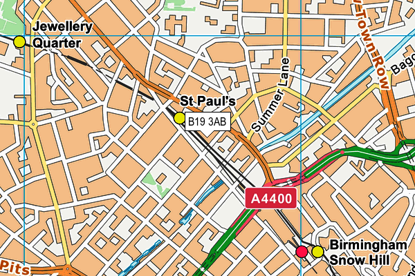 B19 3AB map - OS VectorMap District (Ordnance Survey)