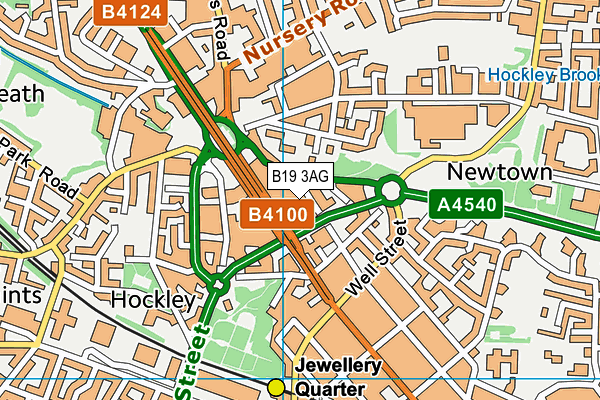 B19 3AG map - OS VectorMap District (Ordnance Survey)