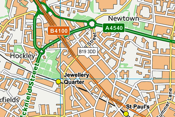 B19 3DD map - OS VectorMap District (Ordnance Survey)