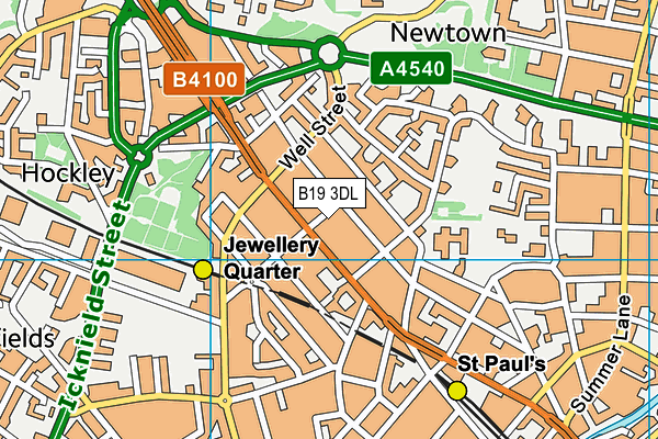 B19 3DL map - OS VectorMap District (Ordnance Survey)