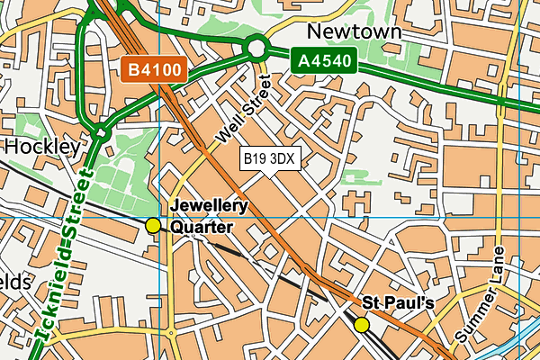 B19 3DX map - OS VectorMap District (Ordnance Survey)