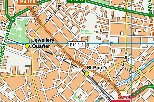 B19 3JA map - OS VectorMap District (Ordnance Survey)
