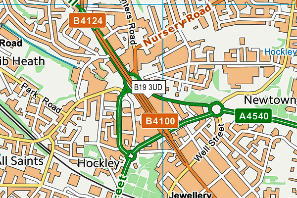 B19 3UD map - OS VectorMap District (Ordnance Survey)