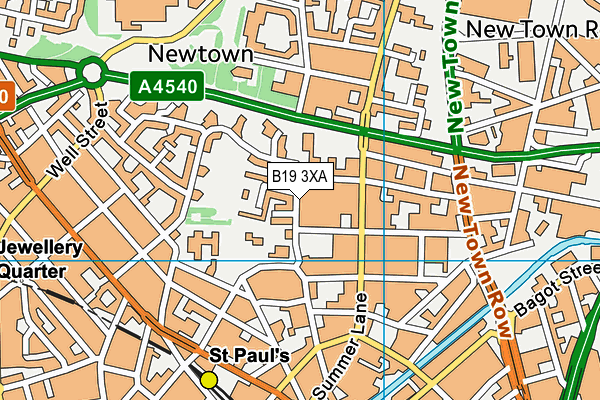 B19 3XA map - OS VectorMap District (Ordnance Survey)