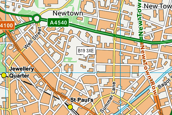 B19 3XE map - OS VectorMap District (Ordnance Survey)