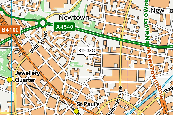 B19 3XG map - OS VectorMap District (Ordnance Survey)