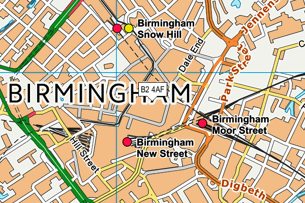 B2 4AF map - OS VectorMap District (Ordnance Survey)