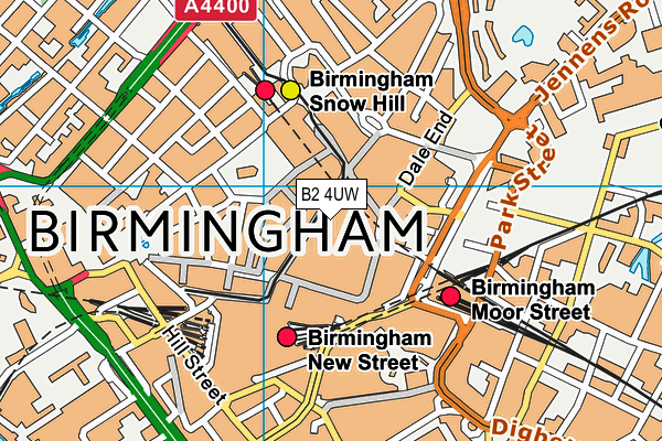 B2 4UW map - OS VectorMap District (Ordnance Survey)