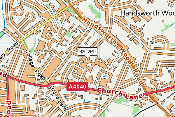 B20 2PD map - OS VectorMap District (Ordnance Survey)