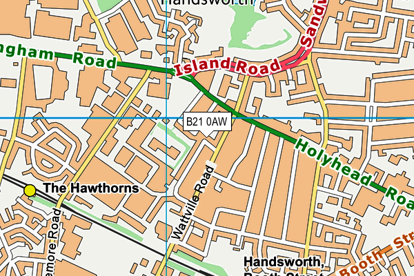 B21 0AW map - OS VectorMap District (Ordnance Survey)