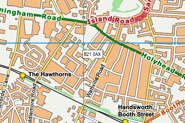 B21 0AX map - OS VectorMap District (Ordnance Survey)