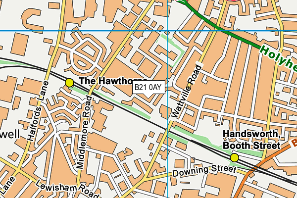 B21 0AY map - OS VectorMap District (Ordnance Survey)