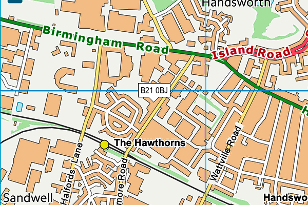 B21 0BJ map - OS VectorMap District (Ordnance Survey)