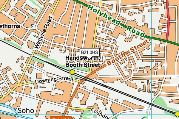 B21 0HS map - OS VectorMap District (Ordnance Survey)