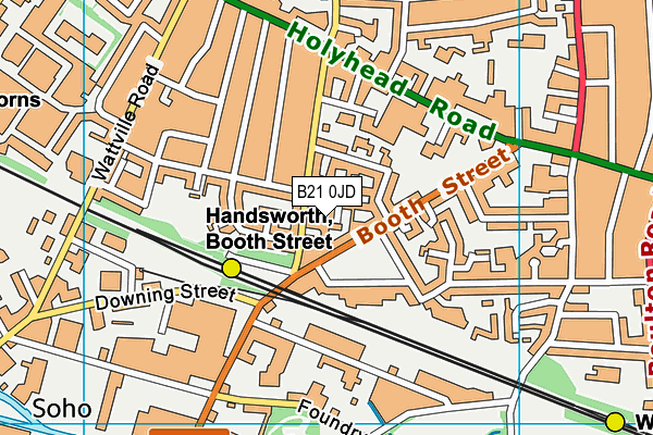 B21 0JD map - OS VectorMap District (Ordnance Survey)