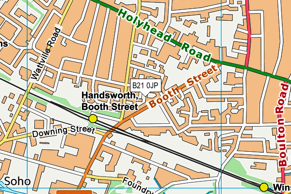 B21 0JP map - OS VectorMap District (Ordnance Survey)