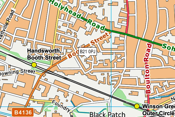 B21 0PJ map - OS VectorMap District (Ordnance Survey)