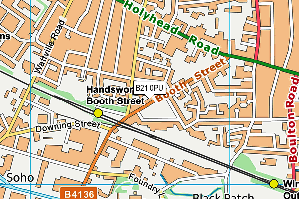 B21 0PU map - OS VectorMap District (Ordnance Survey)