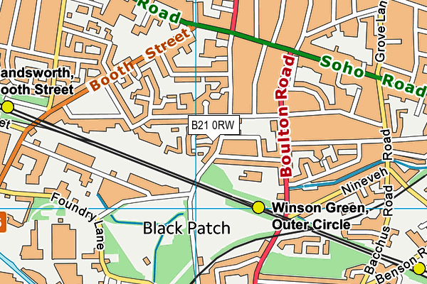 B21 0RW map - OS VectorMap District (Ordnance Survey)