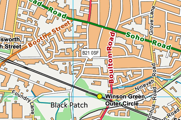 B21 0SF map - OS VectorMap District (Ordnance Survey)